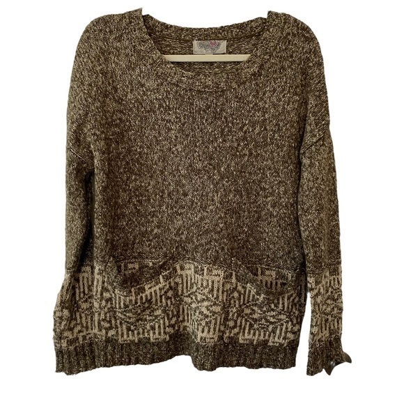 Urban Outfitters Women’s Ecote Brown Marbled Knit Boho Pullover Sweater ‎  Sz S - Picture 1 of 6
